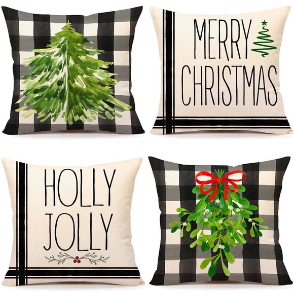 Set of 4 Christmas Pillow Covers 18x18 - Picture 1 of 5